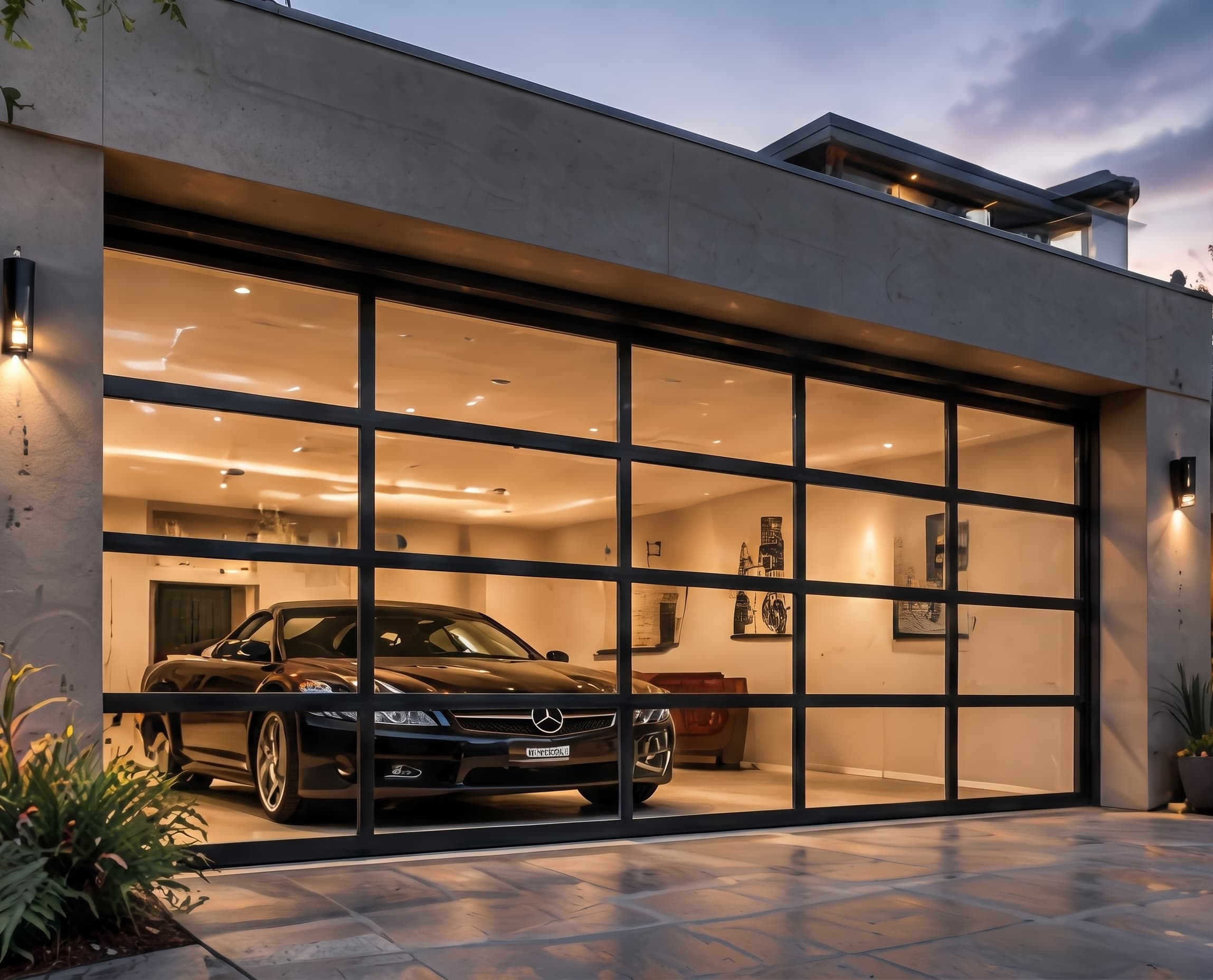 Clearview Pane garage door in Black