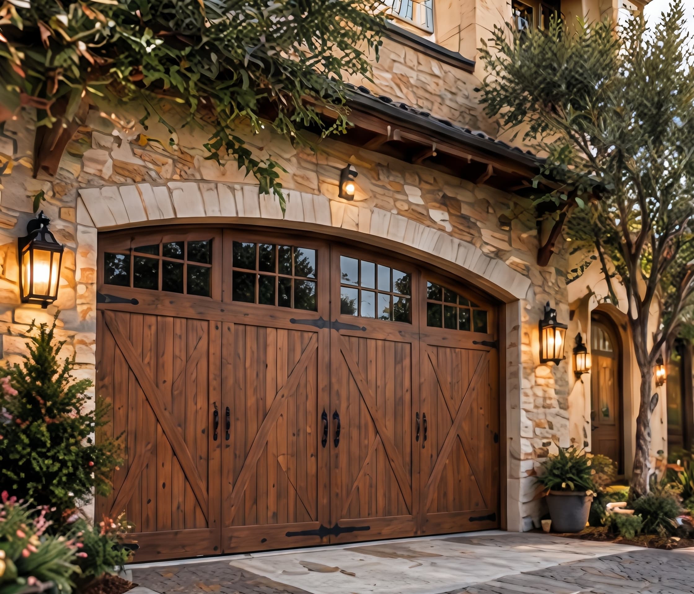 Hartwell Carriage garage door in Walnut