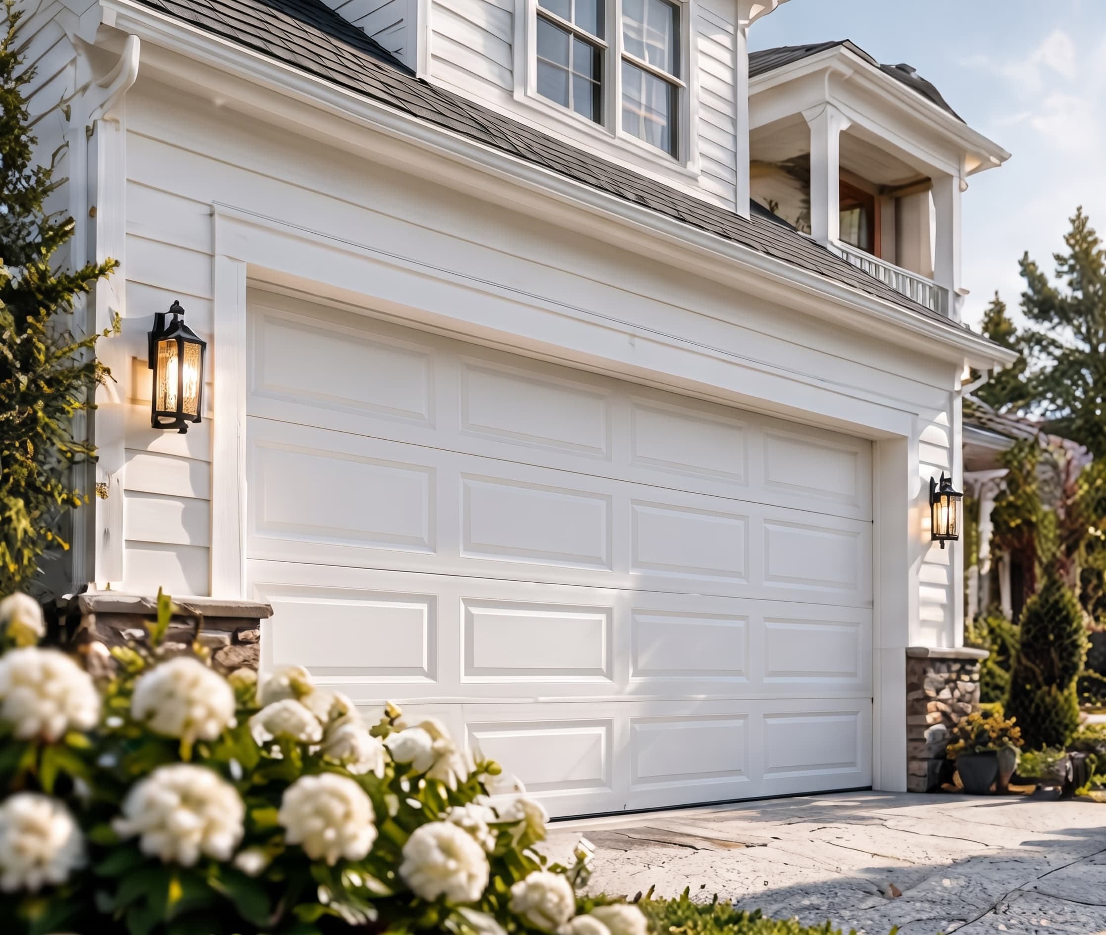 Ridgeline Classic garage door in White