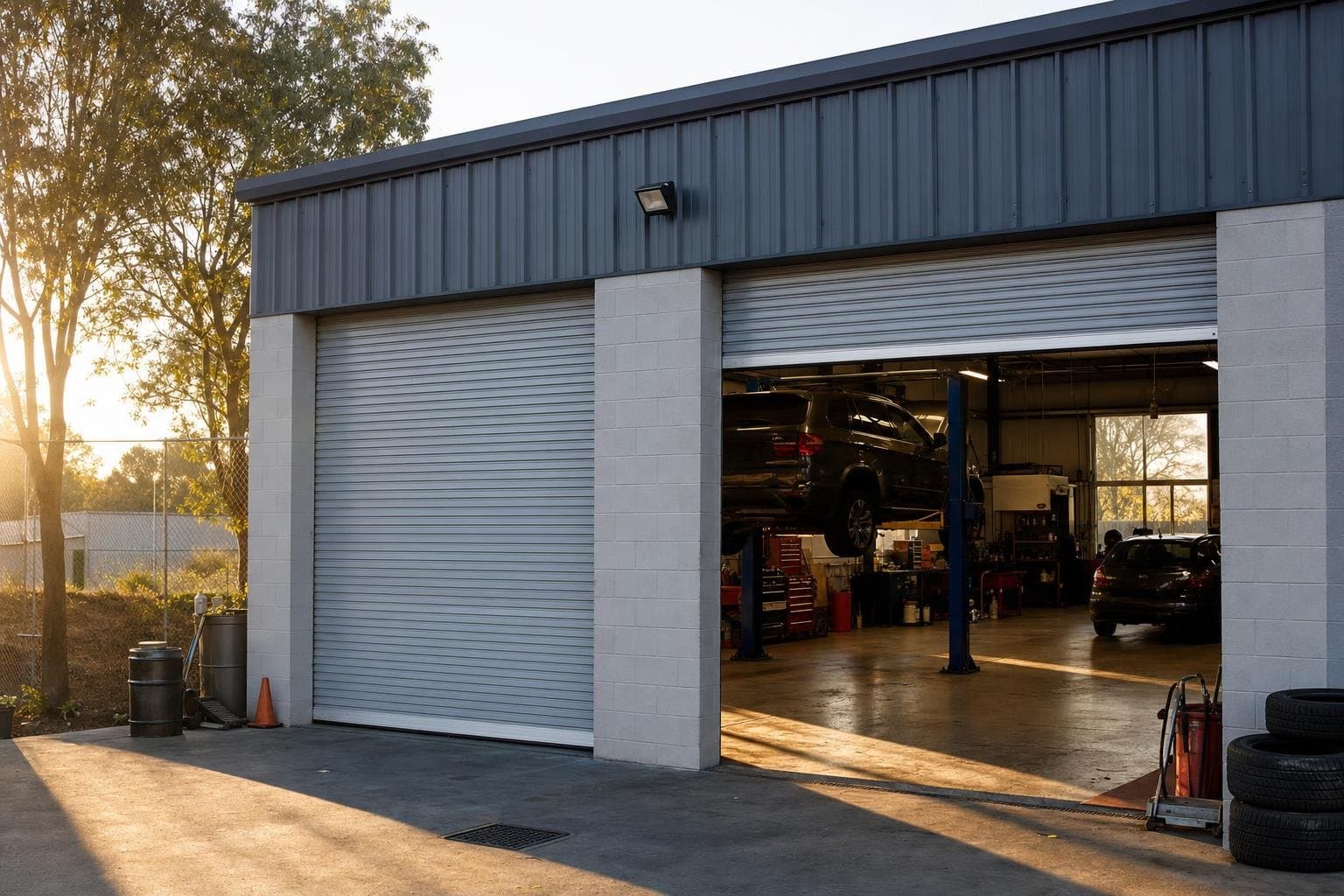 Black aluminum full-view garage door in Lakeview Heights